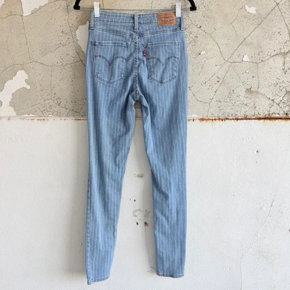 Levis 721 Jeans High Rise Skinny Railroad Stripe Light Wash Denim Womens 26 - Picture 4 of 8